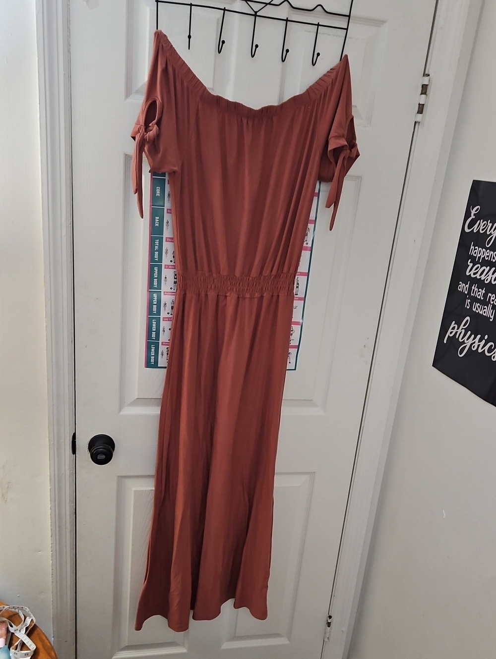 Derek Heart Off-Shoulder Maxi Dress in Rust